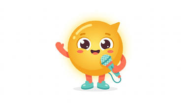 Bright Speaker mascot — a friendly speech bubble character